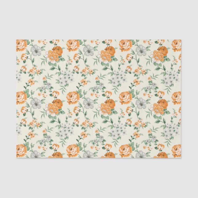 Soft Yellow Garden Floral Pattern Tissue Paper (Front)