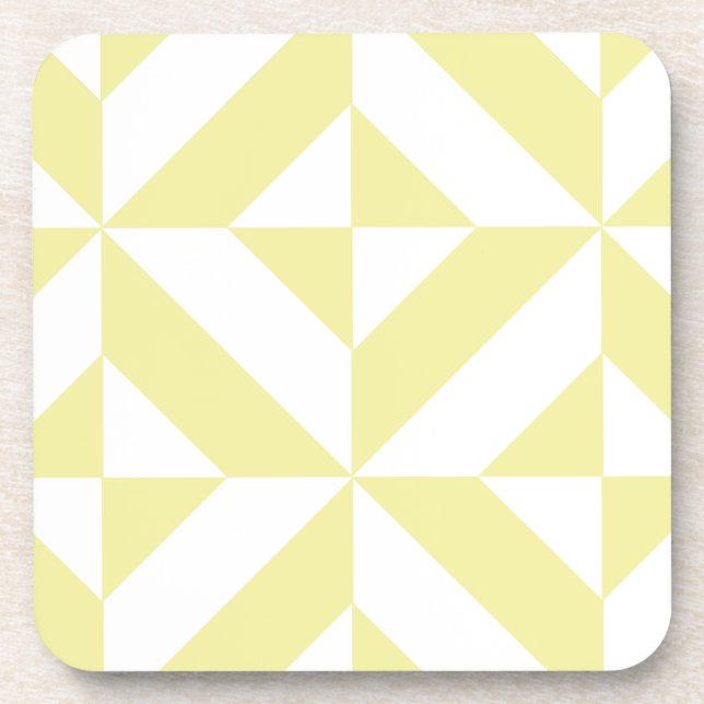 Soft Yellow Geometric Art Deco Coaster (Front)