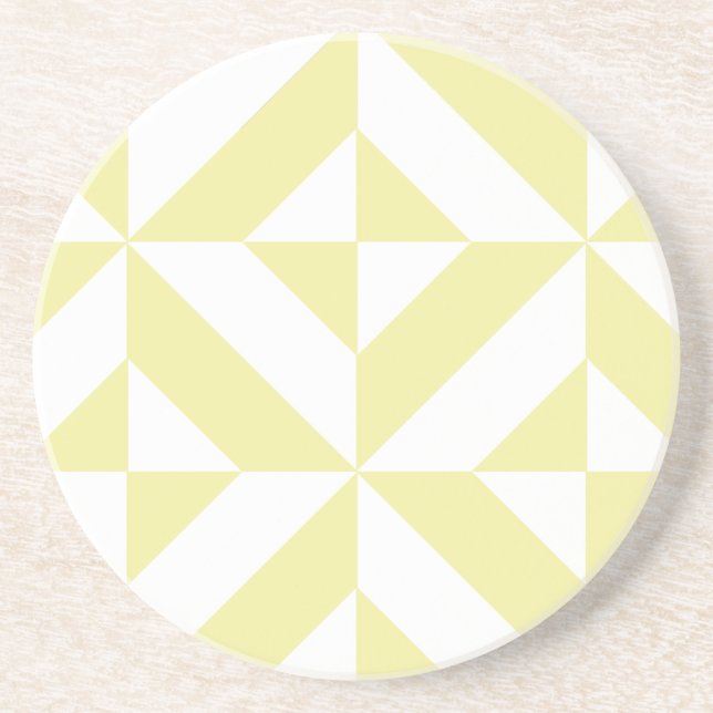 Soft Yellow Geometric Art Deco Coaster (Front)
