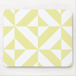 Soft Yellow Geometric Art Deco Mouse Pad