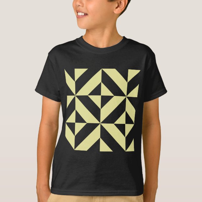 Soft Yellow Geometric Art Deco T-Shirt (Front)