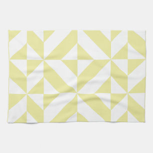 Soft Yellow Geometric Art Deco Tea Towel