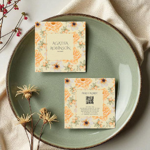 Soft Yellow Green Flower Florist Square Business Card