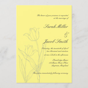 Soft Yellow & Grey Minimalist Tulip Wedding Invitation