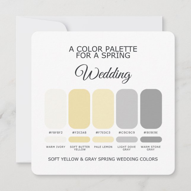 Soft Yellow Grey Spring Wedding Colour Palette Car Invitation (Front)