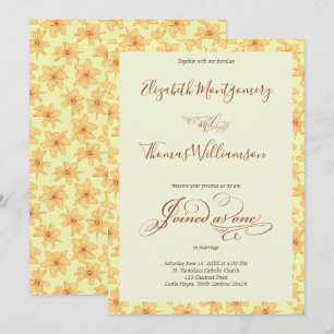 Soft Yellow Hand Drawn Floral Wedding Invitation