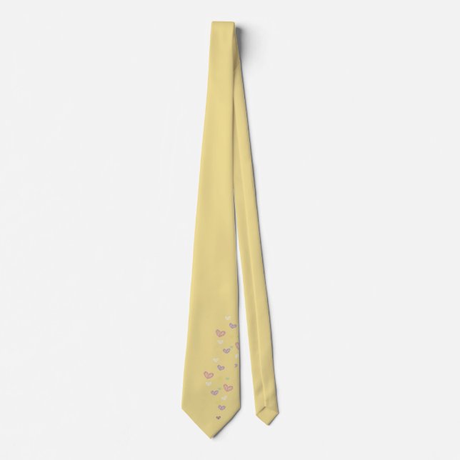 Soft Yellow Heart Motif Necktie (Front)