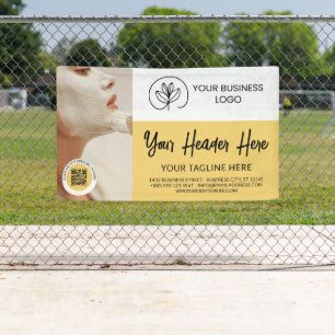 Soft Yellow Logo Photo Custom QR Code Business Banner