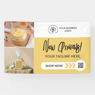 Soft Yellow Logo & Photos New Arrivals Shop Now Banner