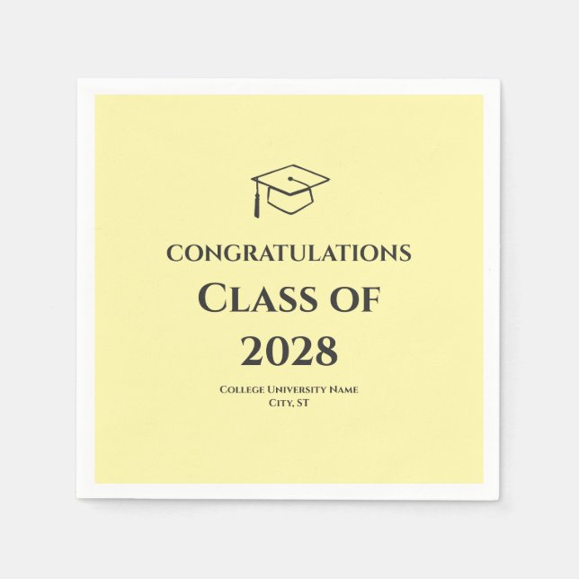 Soft Yellow Modern Congratulations Graduation  Napkin (Front)