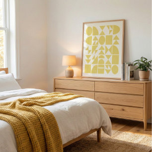 Soft Yellow Modern Geometric Shapes Art Poster