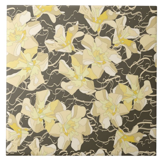 Soft Yellow Oleander Flowers Tile (Front)