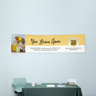 Soft Yellow Photo Custom QR Code Business Banner