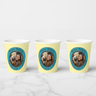 Soft Yellow Photo Modern Graduation Party Paper Cups