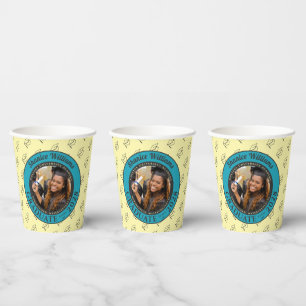 Soft Yellow Photo Modern Graduation Party Paper Cups