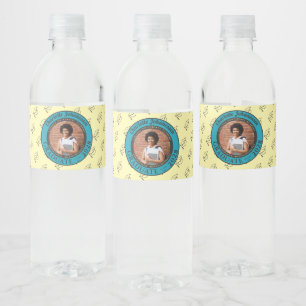 Soft Yellow Photo Modern Graduation Party Water Bottle Label