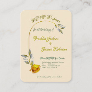 Soft Yellow-Pink w' pale green and gold wedding Enclosure Card
