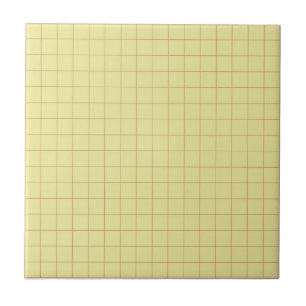 Soft Yellow & Red Chequered Retro Minimalist  Tile