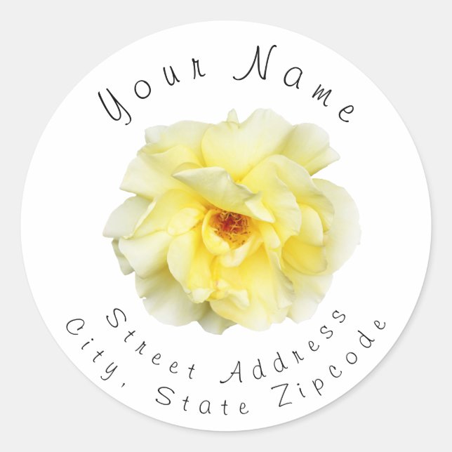 Soft Yellow Rose Address Label (Front)