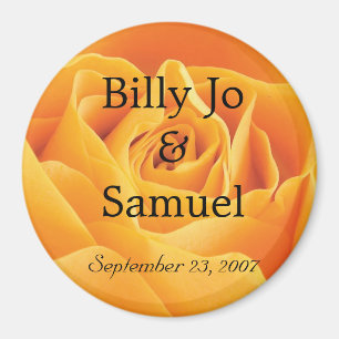 Soft Yellow Rose Personalised Wedding Magnet