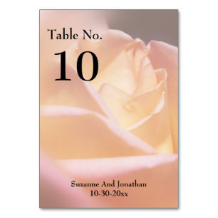 Soft Yellow Rose Personalized Wedding Table Number