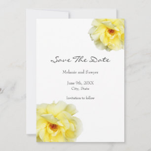 Soft Yellow Rose Save The Date