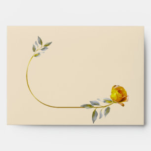 Soft Yellow Rose with Pale Green & Wedding Envelope