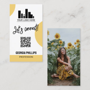 Soft Yellow Shapes QR Code Photo & Your Logo Business Card