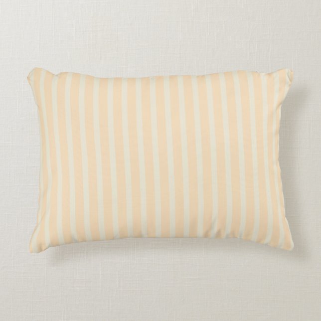Soft yellow striped  decorative cushion (Front)