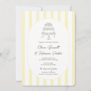Soft Yellow Striped Minimal Wedding Invitation