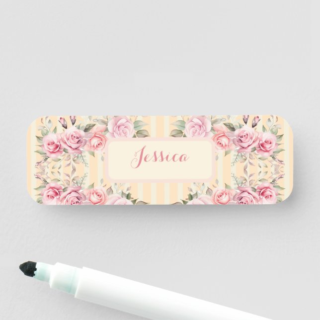 Soft yellow striped  name tag (In Situ)