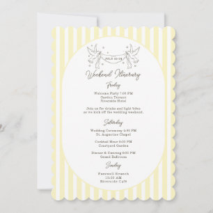 Soft Yellow Striped Wedding Itinerary Card