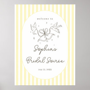 Soft Yellow Striped Whimsical Bridal Welcome Sign