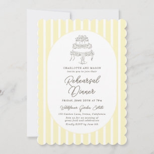 Soft Yellow Striped Whimsical Rehearsal Dinner Invitation