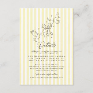 Soft Yellow Striped Whimsical Wedding Details Card