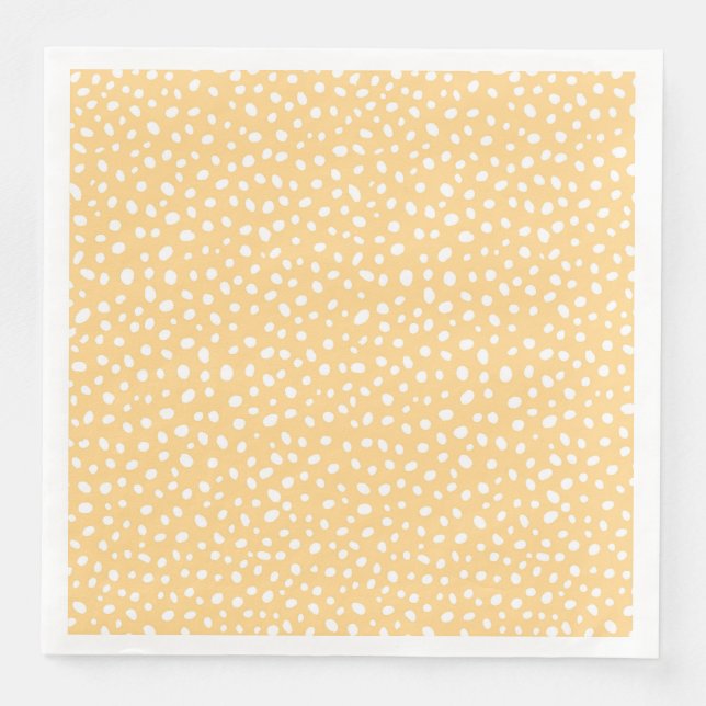 Soft Yellow Uneven Dots Graphic Design Napkin (Front)