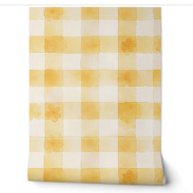 Soft Yellow Watercolor Chequerboard Floral