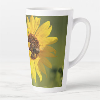 Soft Yellow Wild Sunflowers and Bees Photograph Latte Mug