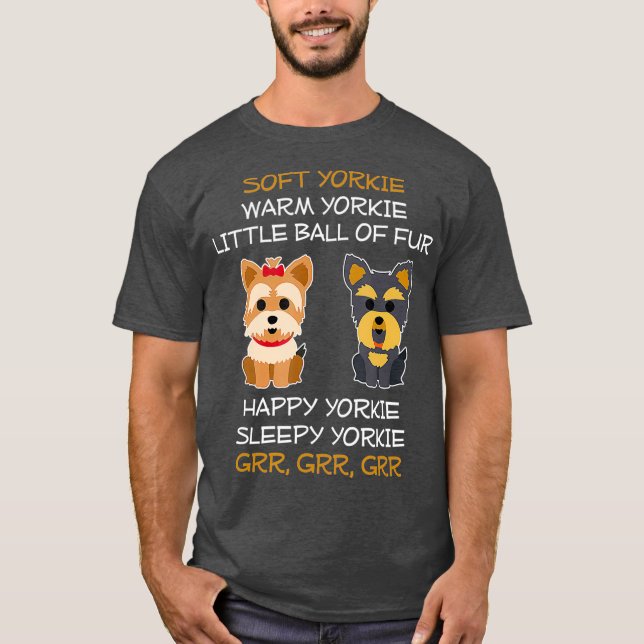 Soft yorkie warm yorkie little ball of fur dog T-Shirt (Front)