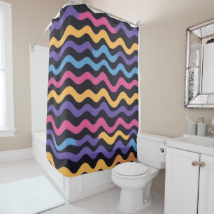 Soft Zig Zag waves colourful festive Shower Curtain