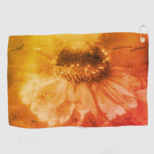 Soft Zinnia Daisy Flower In Sepia Vintage  Golf Towel