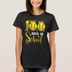 Softball 100 Days of School Happy 100th Day 1 T-Shirt