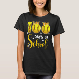 Softball 100 Days of School Happy 100th Day T-Shirt
