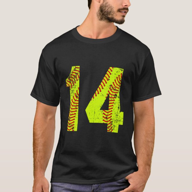 Softball 14 Jersey Number T-Shirt (Front)