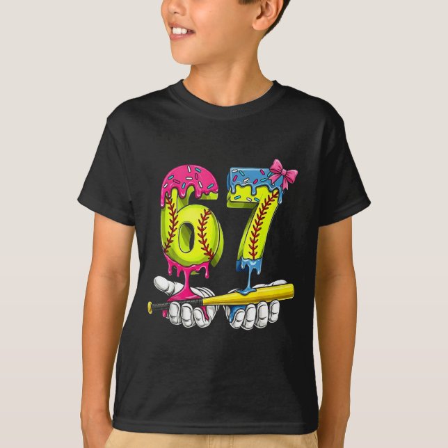 Softball 67 Ice Cream Drip Six Seven Boys Funny Me T-Shirt (Front)