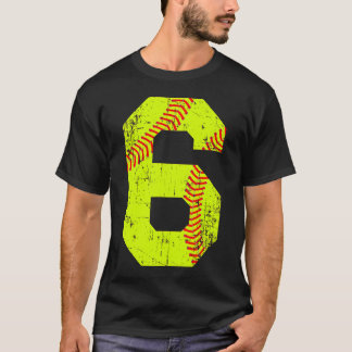 Softball 6 Jersey Number T-Shirt