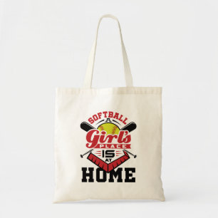 Softball A Girl's Place Is At Home Tote Bag
