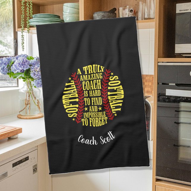 Softball a truly amazing coach is hard to find tea towel (Creator Uploaded)