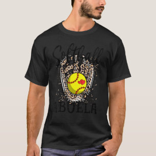 Softball Abuela Leopard Game Day Softball Mothers T-Shirt
