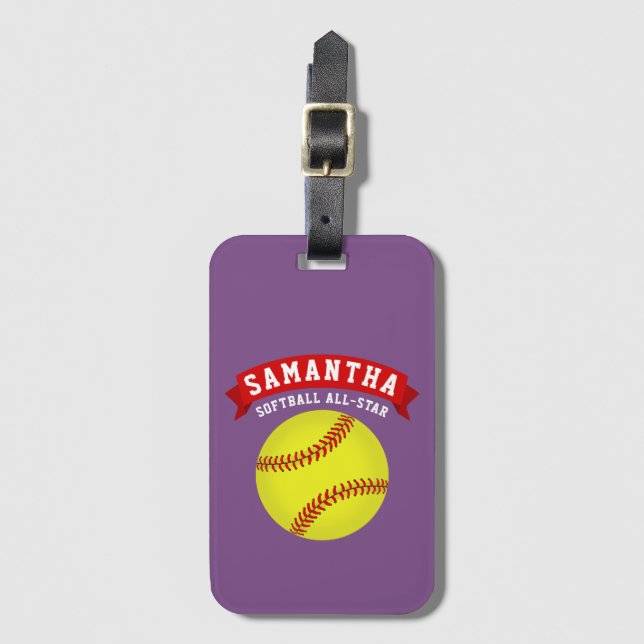 Softball All-Star Luggage Tag (Front Vertical)